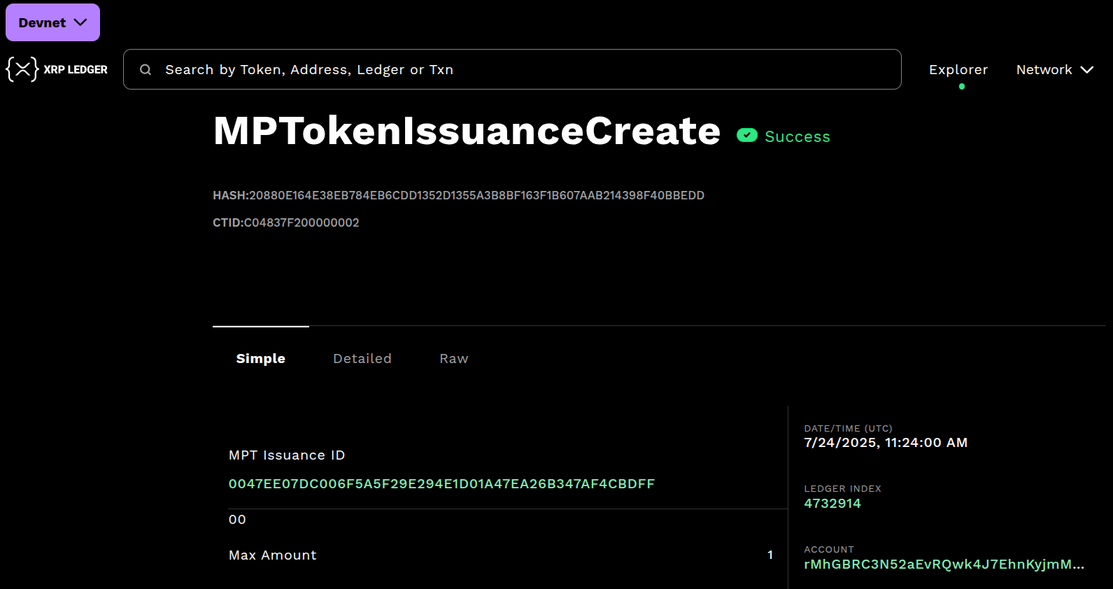 MPTokenIssuanceCreate Transaction