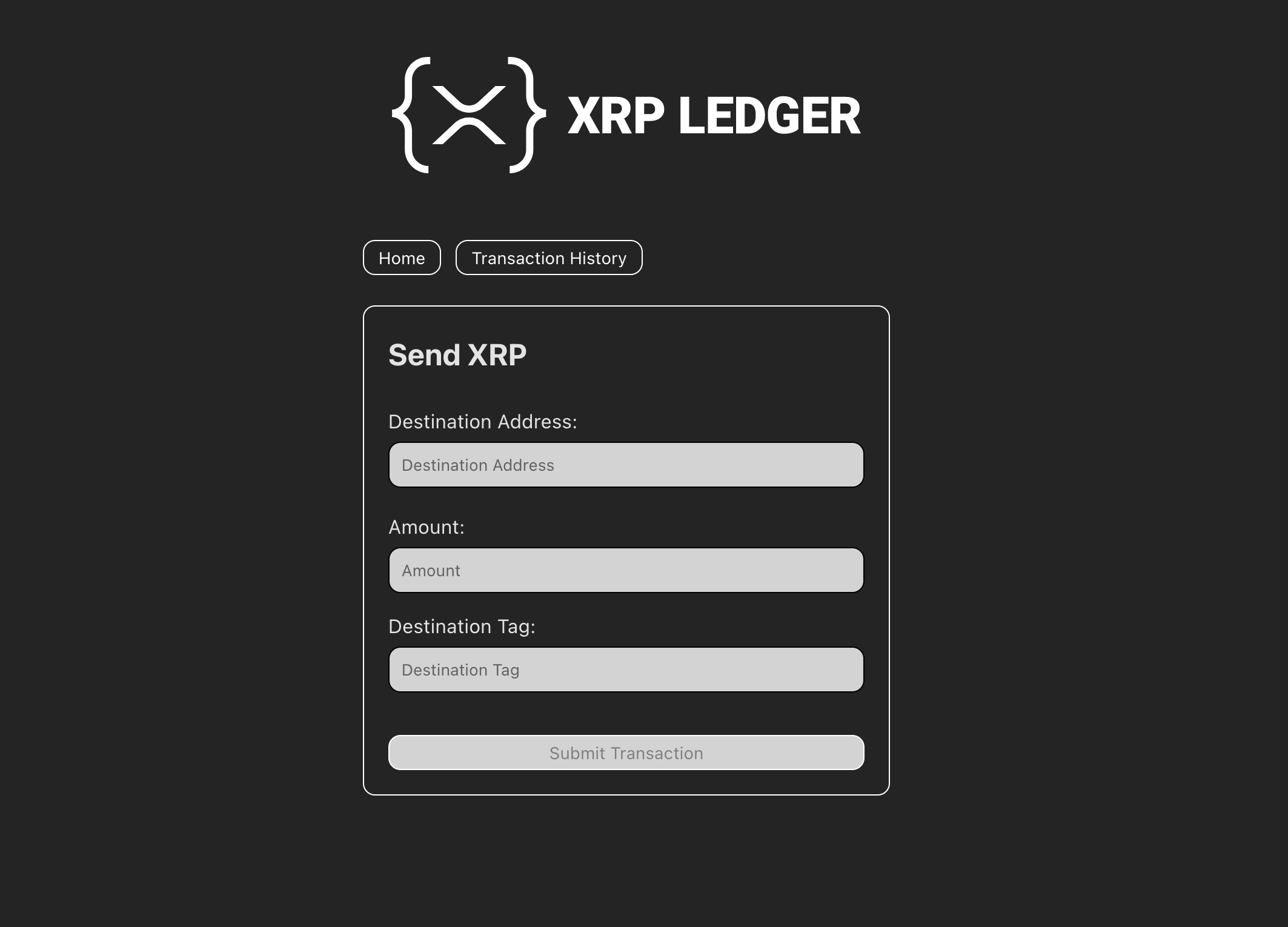 Send XRP Page Screenshot