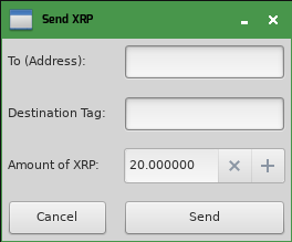 Screenshot: "Send XRP" dialog