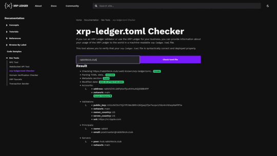 xrp-ledger.toml Checker Screenshot